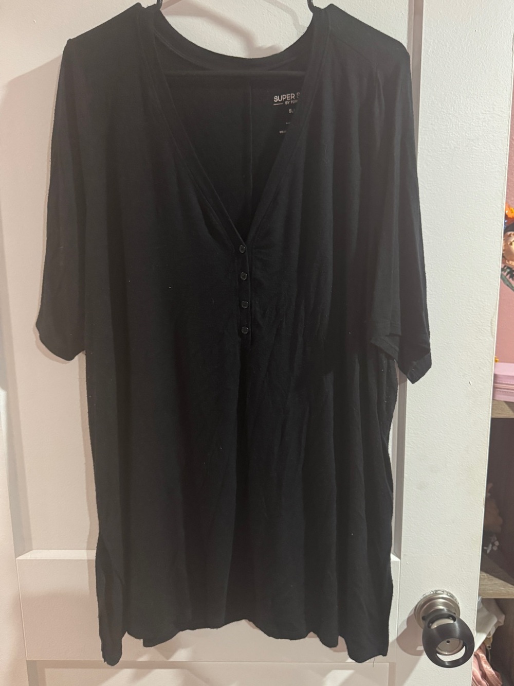 Torrid Black Button Henley Tunic Top